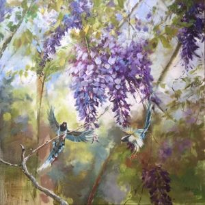 已收藏 黃建華 油畫 起風了