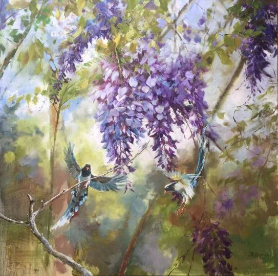 已收藏 黃建華 油畫 起風了