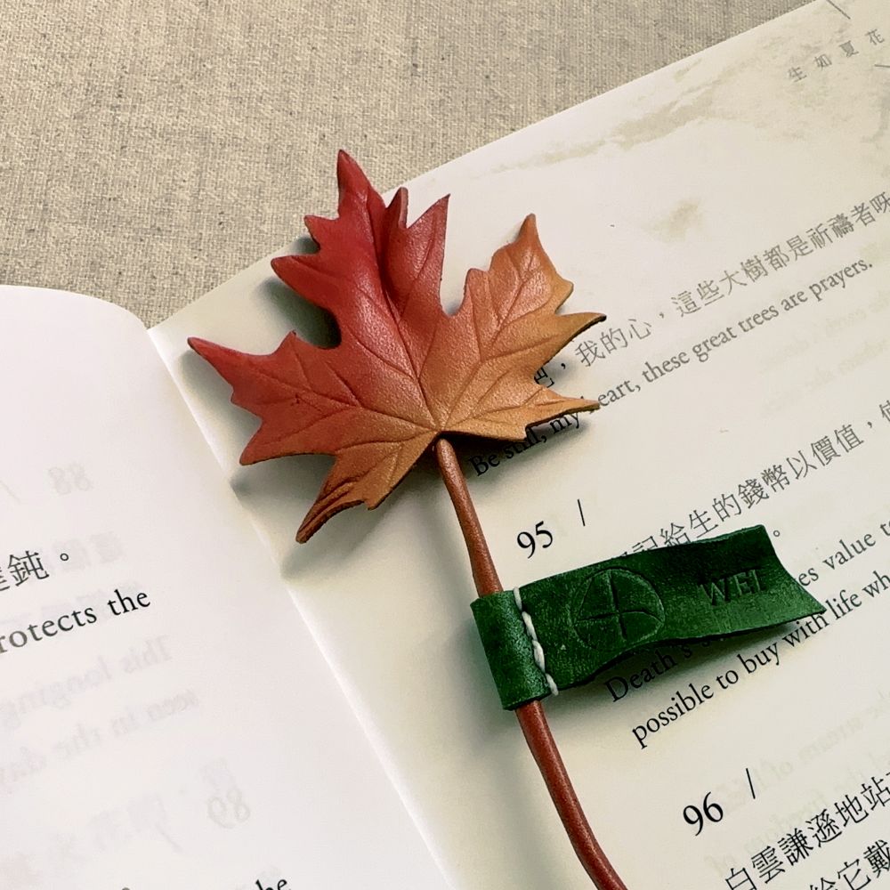 皮革葉書籤 ︱楓葉 ︱