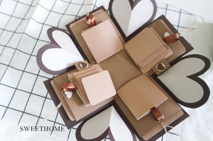 禮物盒造型卡片－焦糖瑪奇朵