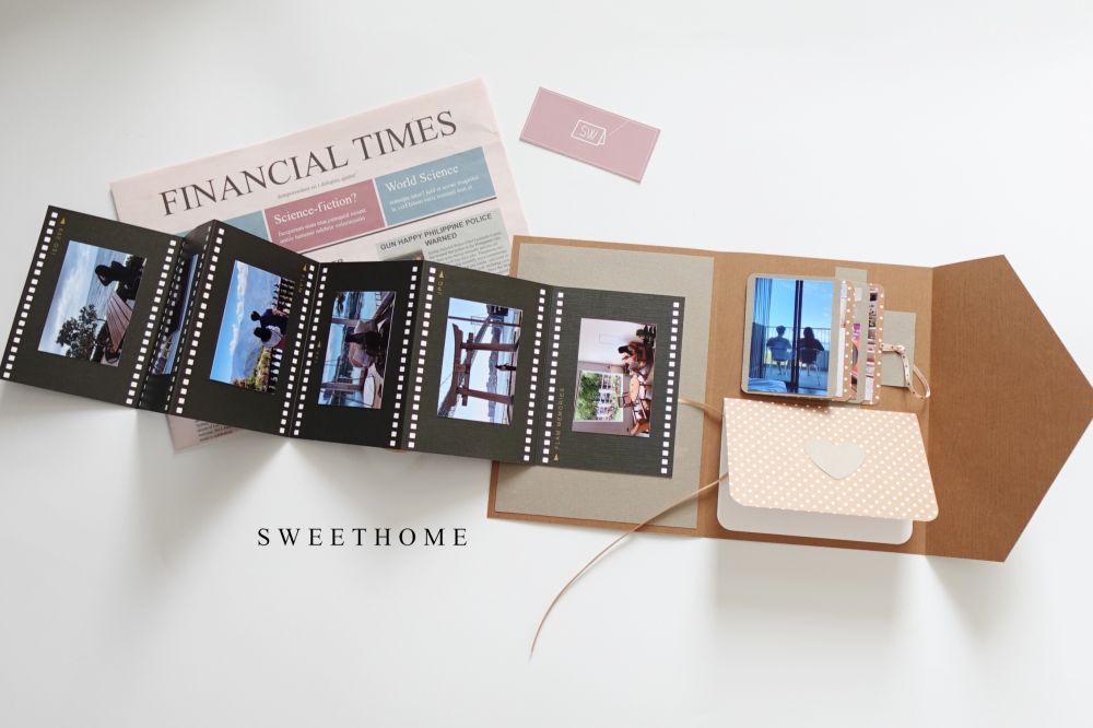 ｜現貨｜奶茶信封造型機關三折手工卡片書