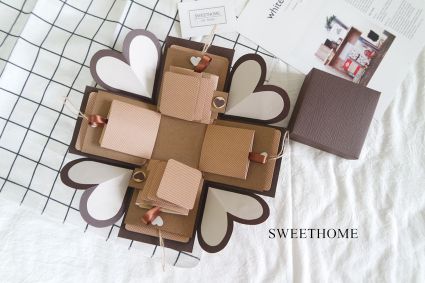 禮物盒造型卡片－焦糖瑪奇朵