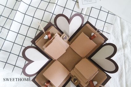 禮物盒造型卡片－焦糖瑪奇朵