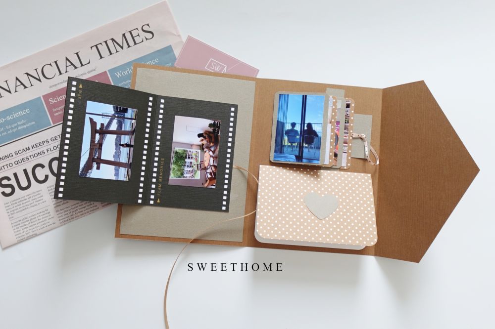 ｜現貨｜奶茶信封造型機關三折手工卡片書