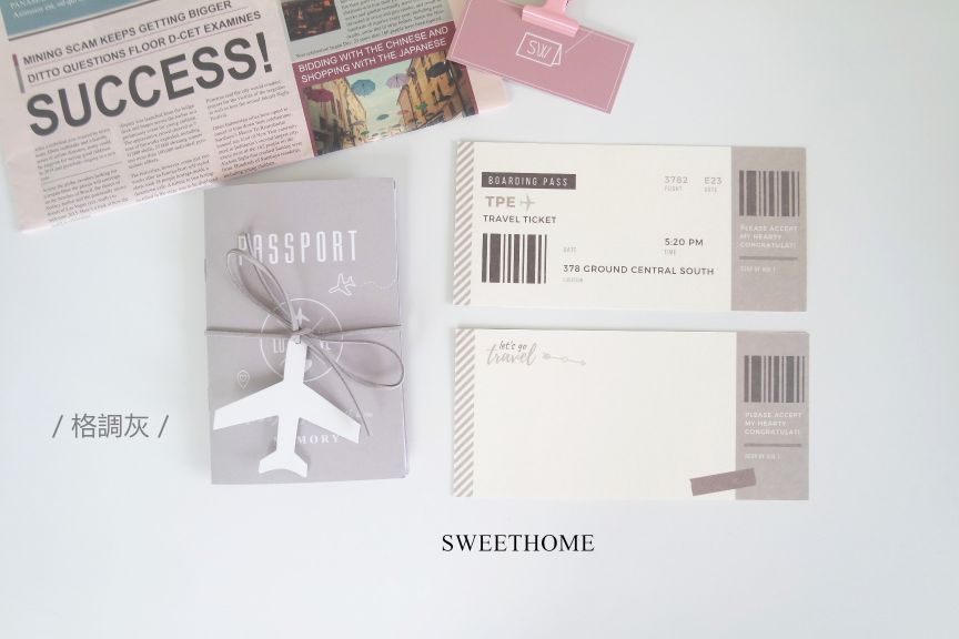 ｜現貨｜旅行護照＋機票造型卡片組