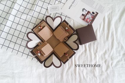 禮物盒造型卡片－焦糖瑪奇朵