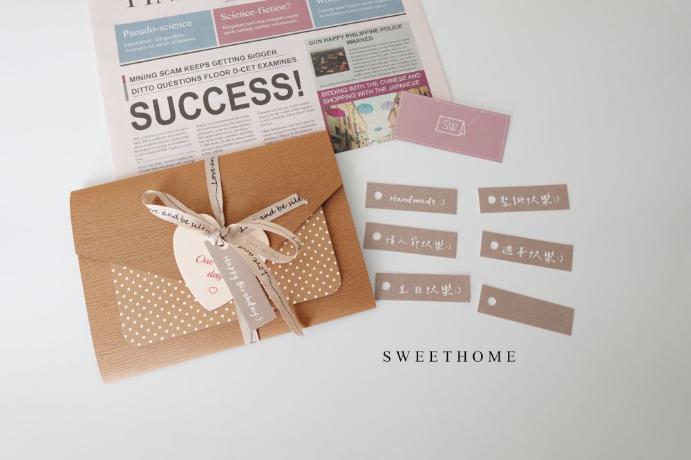 ｜現貨｜奶茶信封造型機關三折手工卡片書