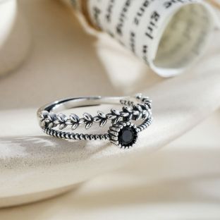 925泰銀仿舊麥穗鋯石雙層戒