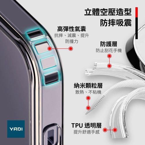 【YADI】iPhone 15 Pro Max 透明磁吸空壓手機保護殼