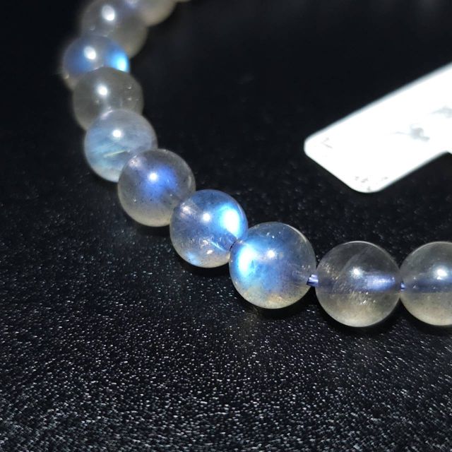 藍光 透體拉長石手珠7mm 幾乎顆顆藍光無雜色 市場罕見 拉長石 藍光 藍暈 拉長石手珠 月光石