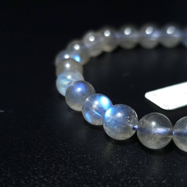 藍光 透體拉長石手珠7mm 幾乎顆顆藍光無雜色 市場罕見 拉長石 藍光 藍暈 拉長石手珠 月光石