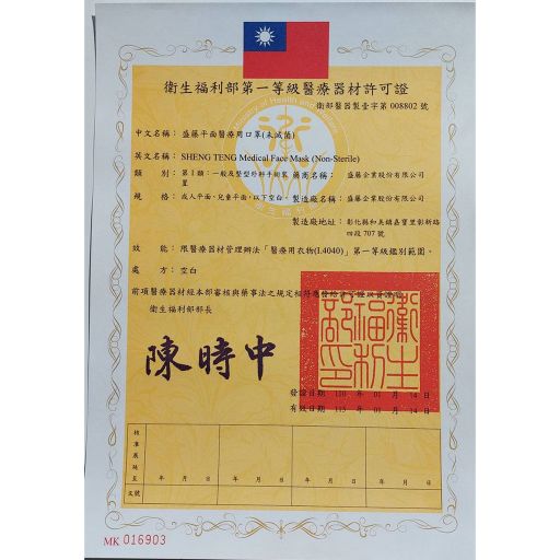 盛籐 成人平面醫療口罩 純色系列組