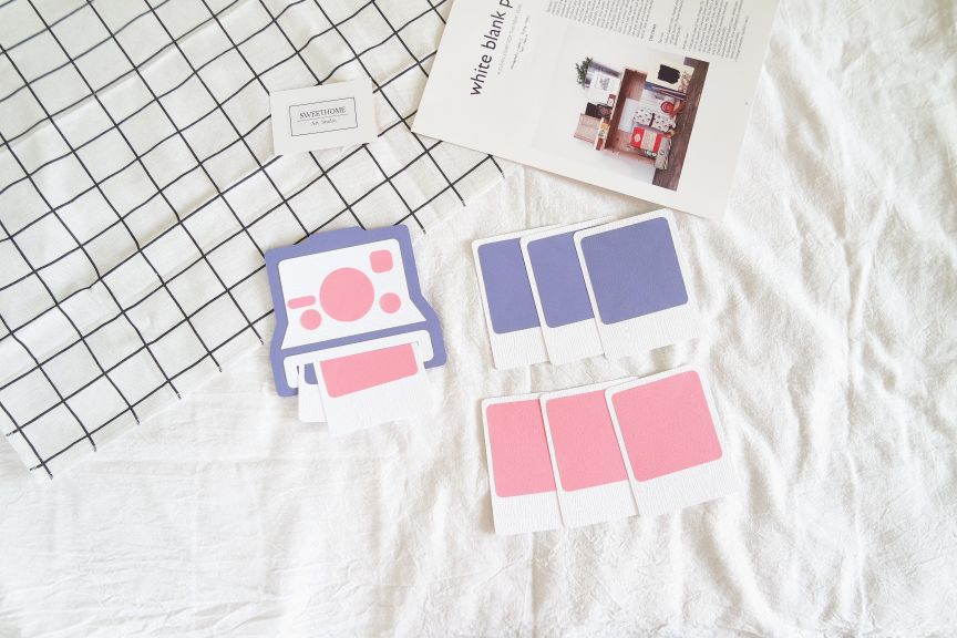 ｜現貨｜寶麗來Polaroid X 拍立得造型手工卡片－紫粉