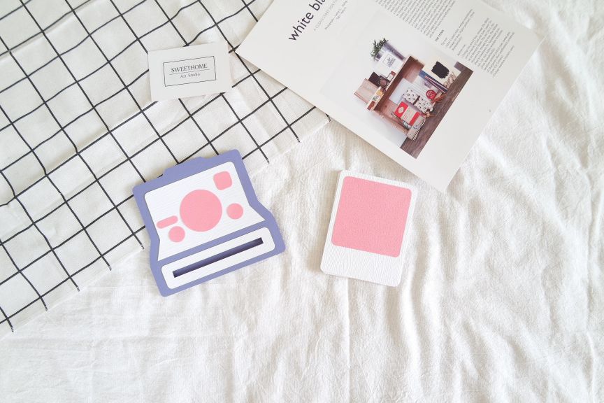 ｜現貨｜寶麗來Polaroid X 拍立得造型手工卡片－紫粉