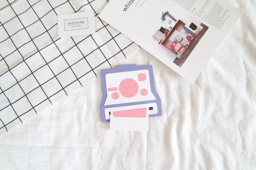 ｜現貨｜寶麗來Polaroid X 拍立得造型手工卡片－紫粉