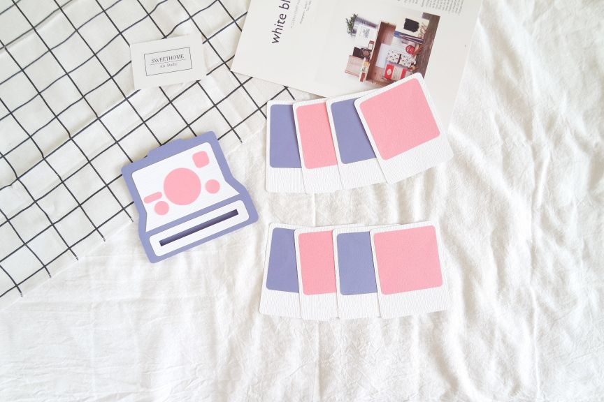 ｜現貨｜寶麗來Polaroid X 拍立得造型手工卡片－紫粉