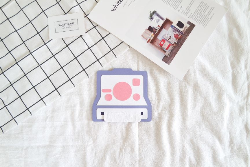 ｜現貨｜寶麗來Polaroid X 拍立得造型手工卡片－紫粉